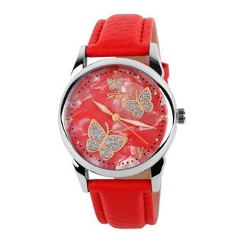 Lady's Elegance Fashion Watch With Butterfly Pattern Quartz Wristwatch(Red)(INTL)  