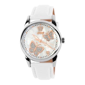 Lady's Elegance Fashion Watch With Butterfly Pattern Quartz Wristwatch(White)(INTL)  