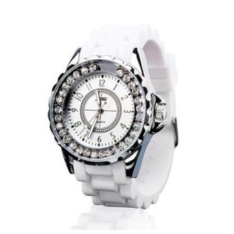 Lady's Fashion Quartz Watch Enchased Diamonds Wristwatch(White)(INTL)  