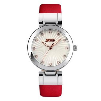 Lady's Tide Quartz Watch Enchased Diamonds Fashion Wristwatch (Red)(INTL)  