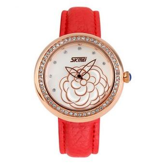 Lady's Vogue Quartz Watch Enchased Diamonds Fashion Wristwatch(Red)(INTL)  