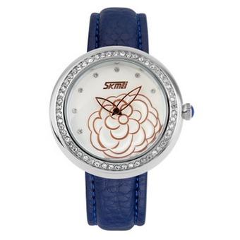 Lady's Vogue Quartz Watch Enchased Diamonds Fashion Wristwatch(Blue)(INTL)  