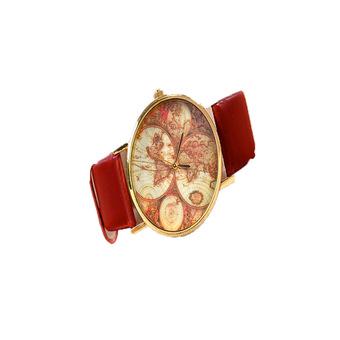 Leather Alloy Vintage Analog Quartz Watches Wristwatch(Red)  