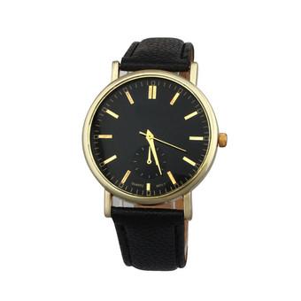 Leather Band Analog Quartz Vogue Wrist Watch Watches (Black)  