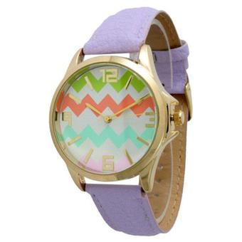 Leather Chevron Watch (Light Purple)- Intl  