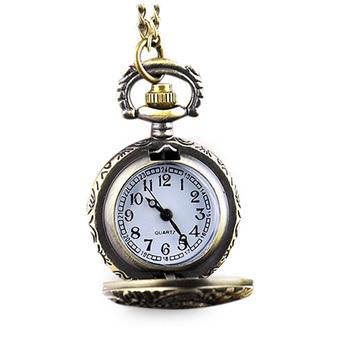 Locomotive Vintage Style Bronze Steampunk Quartz Necklace Pendant Chain Clock Pocket Watch  