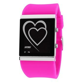 Lovers Creative LED Heart-shaped Fashion Electronic Watch With Waterproof Wristwatches(Red) (Intl)  