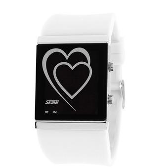 Lovers Creative LED Heart-shaped Fashion Electronic Watch With Waterproof Wristwatches(White) (Intl)  