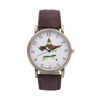 Luxury Nubuck Leather Womage 1128-5 Pentagram Design Casual Watch Wrap Quartz Dress Watch Wristwatch(Brown)  