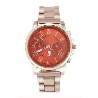 Luxury Stylish Fashion Stainless Steel Quartz Sports Dial Wrist Watch Orange  