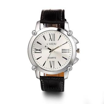 Luxury Unisex Leather Analog Roman Big Dial Quartz Sport Wrist Watch White (Intl)  