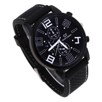 Men Black Silicone Luxury Sport Quartz Wrist Watch White (Intl)  