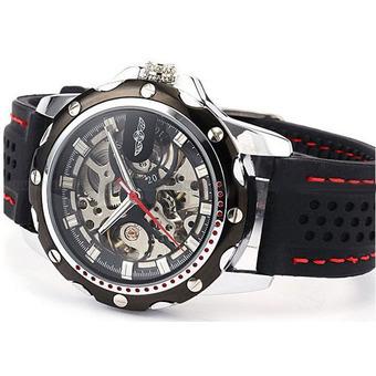 Men Skeleton Wrist Watches Automatic Winding Mechanical Movement Watch Black (Intl)  