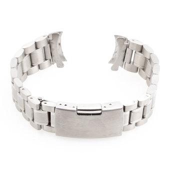 Men Women 22mm Silver Steel Watch Band Bracelet Curved End High Quality  