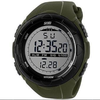 Men's Military Watch Sports Watches 5ATM Dive Swim Climbing LED Digital Fashion Outdoor Men Wristwatches Army Green (Intl)  