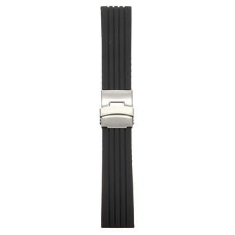 Mens Silicone Rubber Watch Strap Band Waterproof Deployment Clasp 24mm (Intl)  