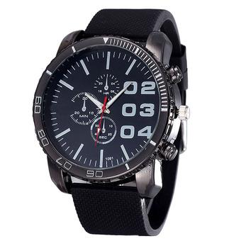 Mens Stylish Luxury Huge Big Dial Silicone Band Quartz Wrist Watch Sports Watch Black  