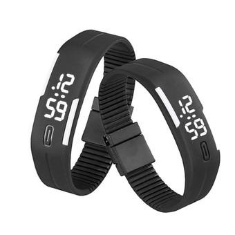 Mens Womens Rubber LED Watch Date Sports Bracelet Digital Wrist Watch Black/White  