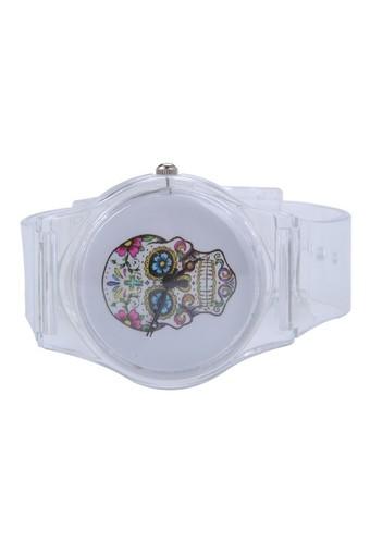 Moonar Jam Tangan Unisex - Transparan - Strap Silikon - Skull  