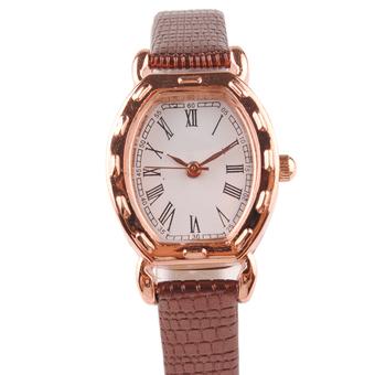 Moonar Women Fashion Square Dial Roman Numerals Indicating Dial Wrist Watch Brown  