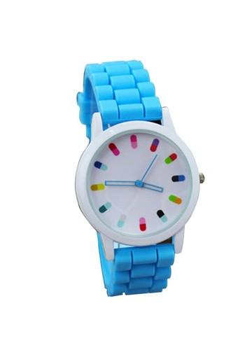 Moonar Women's Light Blue Jelly Silicone Quartz Strap Waterproof Wrist Watches  