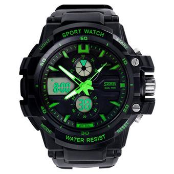 Multi Function Military S-Shock Sports Watch LED Analog Digital Waterproof Alarm Black/Green  