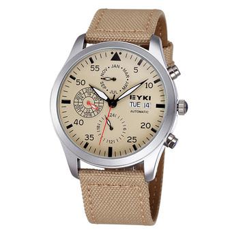 New Arrival EYKI Brand Automatic Mechanical Watches Men Luxury Brand Sport Watch Fabric Band Years Month Week Date Wristwatches (coffee coffee) (Intl)  