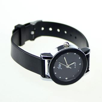 New Fashion Ladies PU Leather High-Quality Dail Quartz Watch (Black)  