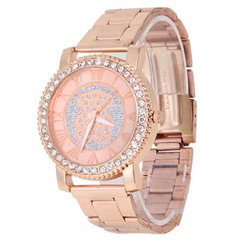 New Fashion Luxury Brand Crystal Stainless Steel Bear Quartz Watch Rosegold (Intl)  