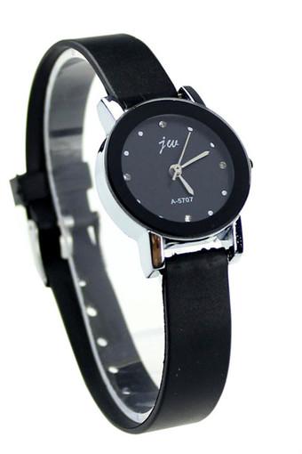 New Fashion Women's Black PU Leather High-Quality Dail Quartz Wrist Watch Jam Tangan  