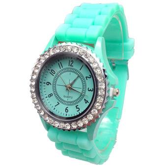 New Geneva Silicone Golden Quartz Men/Boy/Lady/Women/Girl Jelly Wrist Watch Mint Green (Intl)  