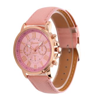 New Luxury Geneva Roman Faux Leather Analog Quartz Wrist Watches Pink (Intl)  