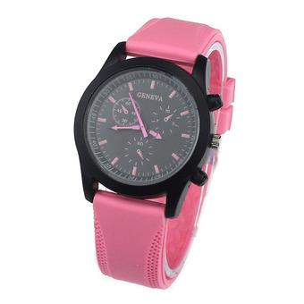 New Mens Luxury Black Dial Sports Watch Rubber Strap Wristwatch Pink  