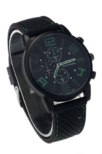 New Mens Stainless Steel Luxury Sport Analog Quartz Clock Wrist Watch Green Jam Tangan  