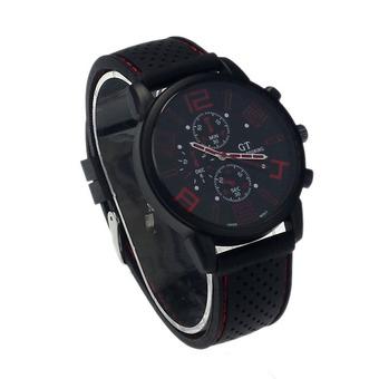 New Mens Stainless Steel Luxury Sport Analog Quartz Clock Wrist Watch Red  