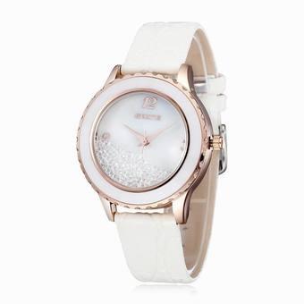 New Rhinestone Watch For Women Quartz Wristwatches Brand Fashion Casual Leather Dress Watch Women Watch Luxury Clock(White) (Intl)  