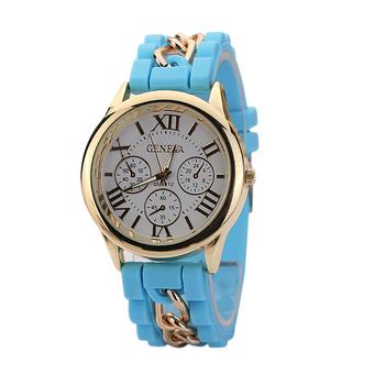 New Style women Watch 10 Colors Silicone Geneva Quartz Wristwatch Skyblue (Intl)  