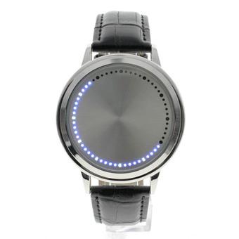 New Waterproof Creative Leather Band Magic Touch Screen LED Flashing Wrist Watch Color:Silver  