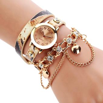 New Women Quartz Wristwatch Snake Leather Bracelet Gold Watch (Intl)  