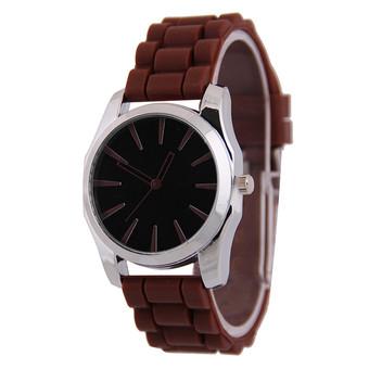 New Women Silicone Rubber Jelly Gel Quartz Casual Sports Wrist Watch (Brown)  