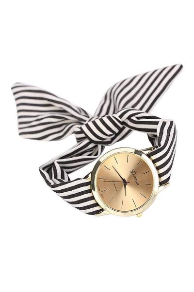 Norate Analog Quartz Women's Black Striped Scarf Dial Strap Watch