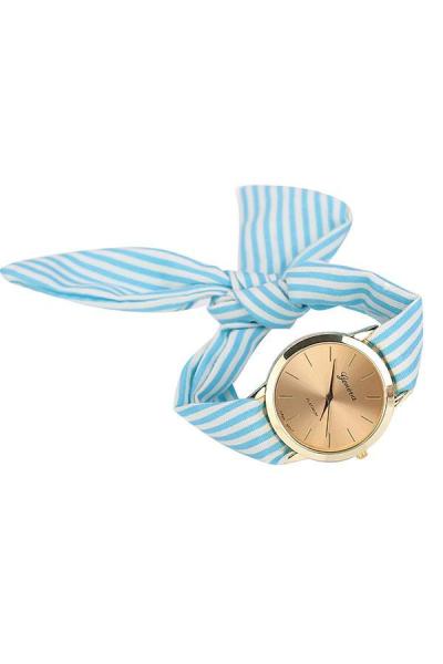 Norate Analog Quartz Women's Blue Striped Scarf Dial Wrist Watch