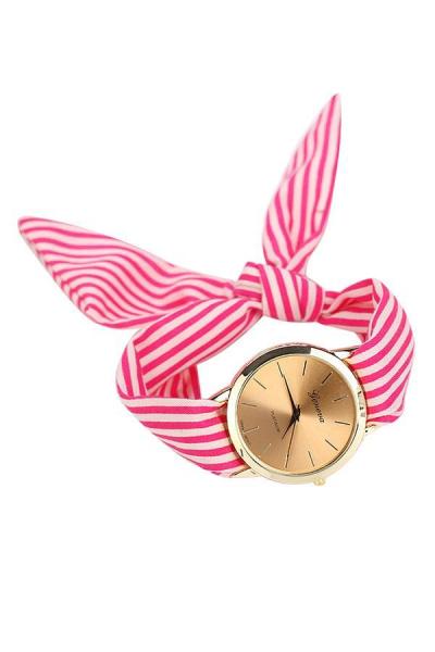 Norate Analog Quartz Women's Pink Striped Scarf Dial Wrist Watch