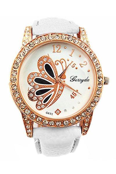 Norate Analog Quartz Women's White Butterfly Rhinestone Wrist Watch