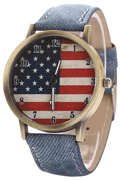 Norate Analog United States Flag - Jam Tangan Wanita - Biru - Starp Denim