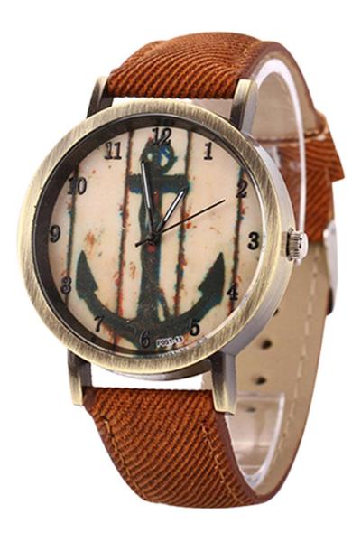 Norate Denim Band Wrist Watch Coffee