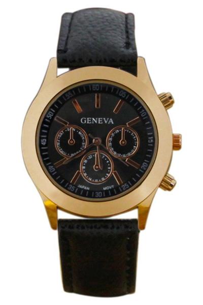 Norate Geneva Jam Tangan Wanita - Hitam - Strap Kulit Sintetis