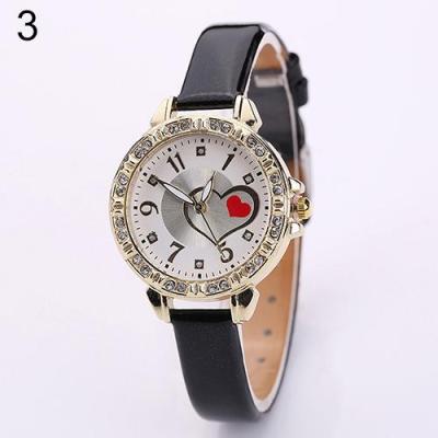 Norate Girl's Red Love Heart Dial Quartz Wrist Watch Black