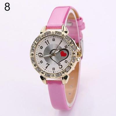 Norate Girl's Red Love Heart Dial Quartz Wrist Watch Pink