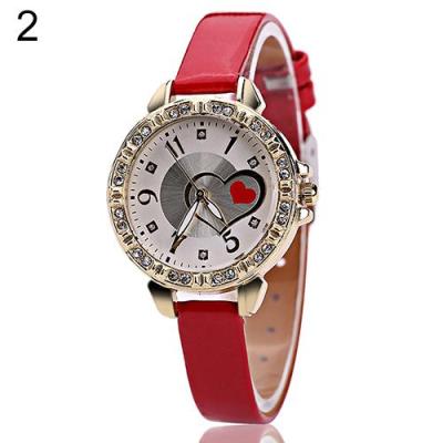 Norate Girl's Red Love Heart Dial Quartz Wrist Watch Red